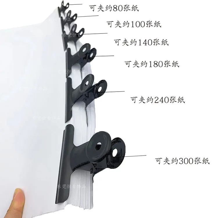 Factory Wholesale Black Durable Metal Binder Clips Paper Clamps Office Clip