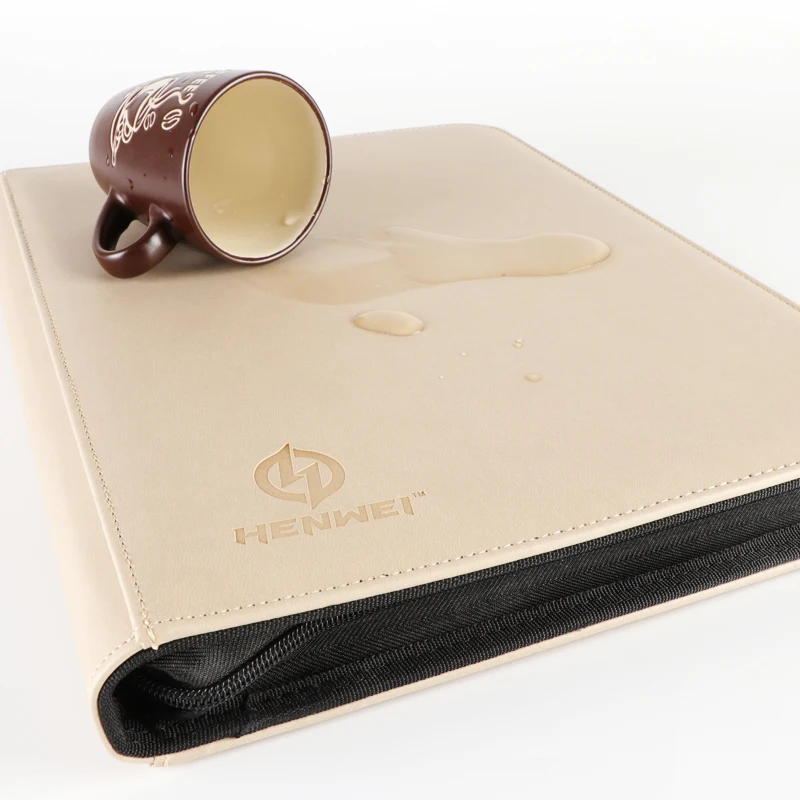 Emboss Pu Leather 4 Pocket Pages Trading Card Holder Binder Stamp Album With Zipper