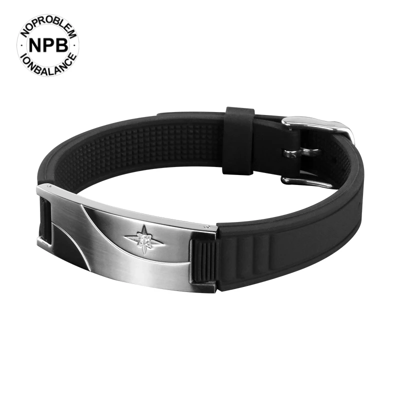 P211 tourmaline powder far infrared beads adjustable energy charm negative ion wristband custom men women silicone bracelet