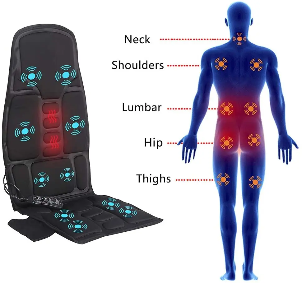 Back Vibrating Massager with Heated Pad, Seat 10 Vibration Nodes to Relieve Stress and Fatigue, Suitable for Home Office Use