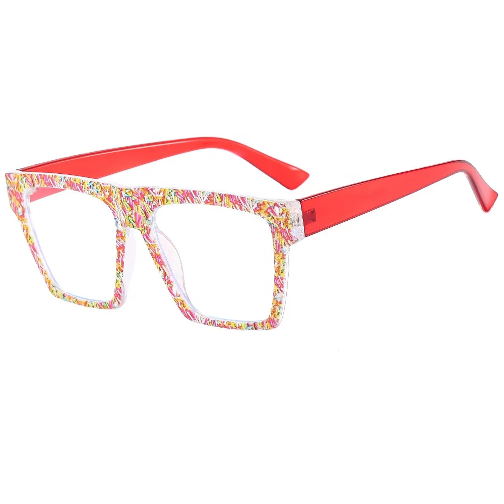 BL904 Plastic Vintage Rainbow Glasses Oversized Colorful Square Eyeglasses Frames 2024