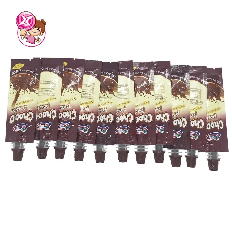 halal new type Liquid Choco Mix Chocolate Paste Candy Chocolate Jam candy Squeeze liquid sweet chocolate jam candy in tube