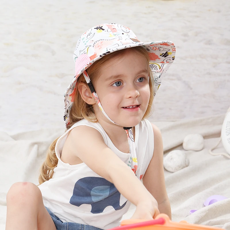 Best Selling Kids Hats Custom Cap Logo Embroidered Cute Outdoor Baby Cotton Hat Wide Brim Sun Hat Fisherman Bucket Caps