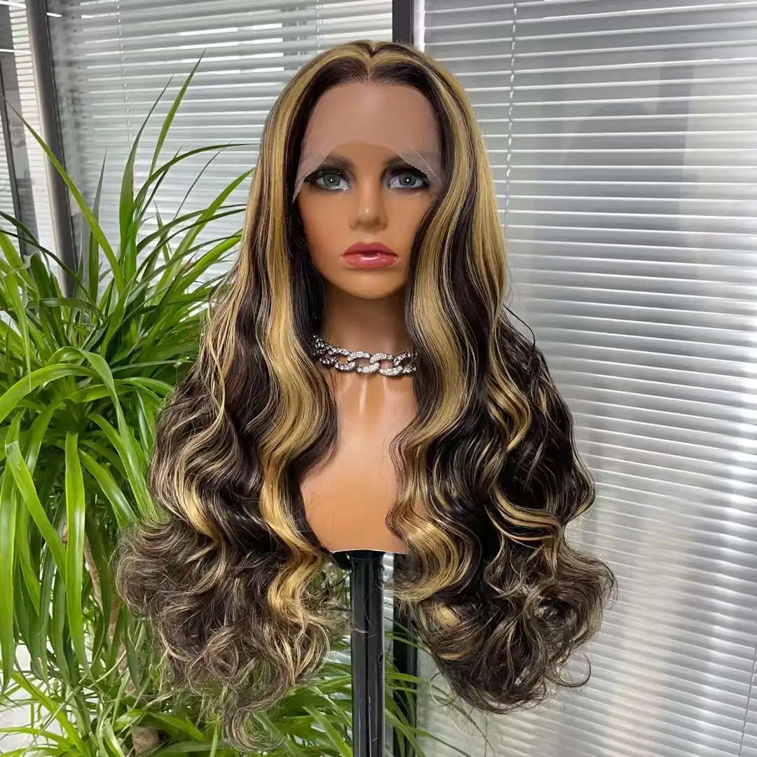 Hottest sale Premium synthetic lace front wigs 13*3 Highlight long wavy futura wholesale synthetic wigs front lace