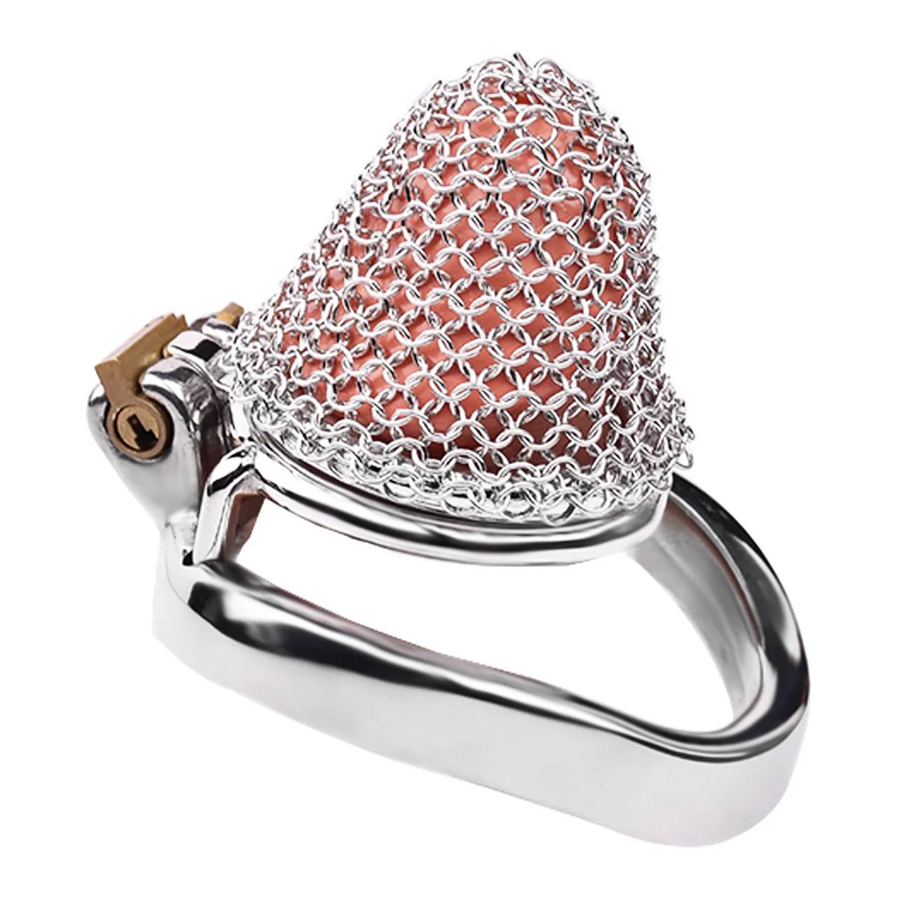 FRRK Price Reduction Cock Cage For Men Chain Mesh Net Metal Male Chastity Cage Lock Male Penis Bondage Play