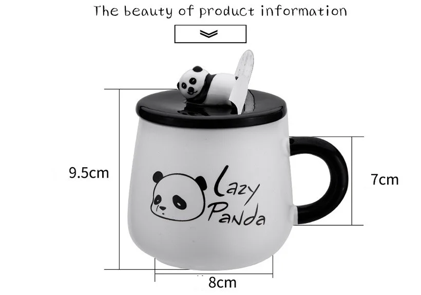UCHOME  Creative ceramic cup Hand-painted panda cartoon cup with lid wholesale Custom logo mug