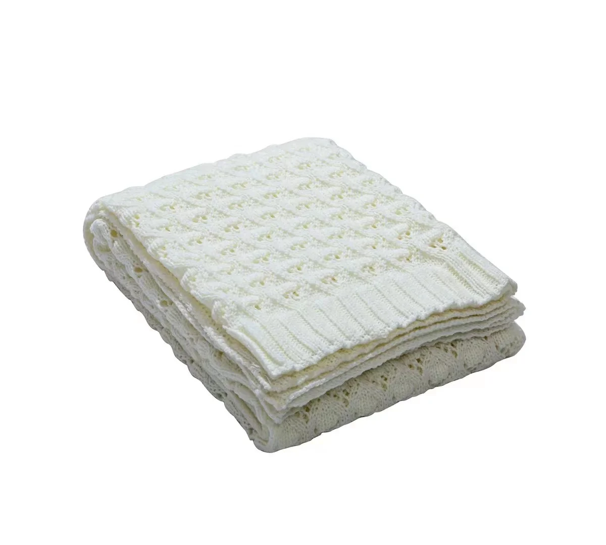 Nordic diamond hole knitted blanket sofa soft home wool bedding blanket photo