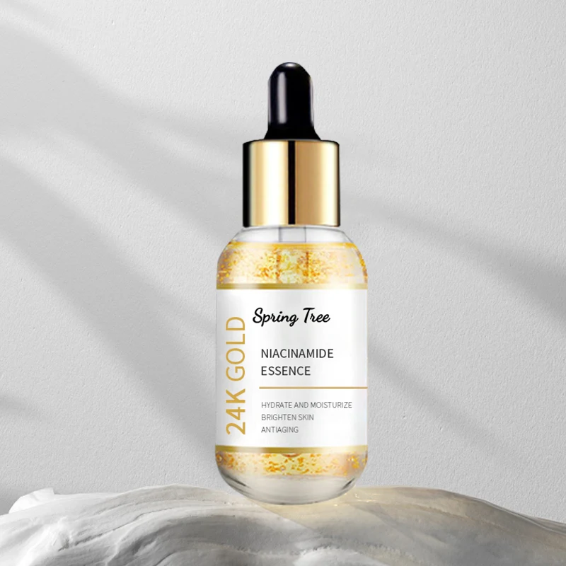 Private Label Anti Aging Wrinkle Acne Dark Spot Remover Rose Whitening Vitamin C 24K Gold Face Serum