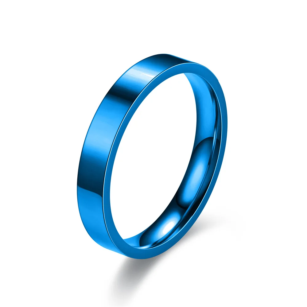 Fashion Glossy Titanium Jewelry 4mm Simplicity Flat Stainless Steel Japanese Korean Finger Rings for Boy Girl