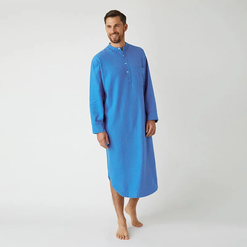 New Muslim Fashion Men Clothing Pakistan Shirts Men Long Sleeve Linen Solid Color Islam Clothes Moroccan Jelaba