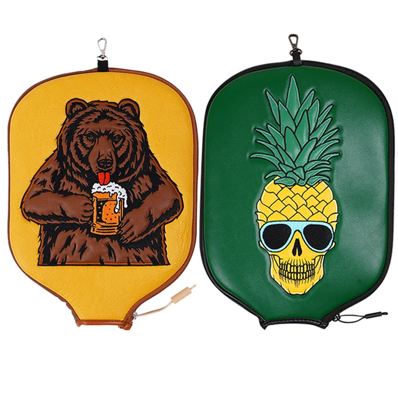 Custom Logo Colourful Pickleball Cover Racket Sleeve Bag Pu Leather Neoprene Pickleball Paddle Cover Accessories Bag