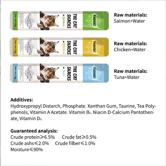 Cat Wet Food supplier Wholesale chicken tuna salmon flavored cat snacks Cat cream snacks