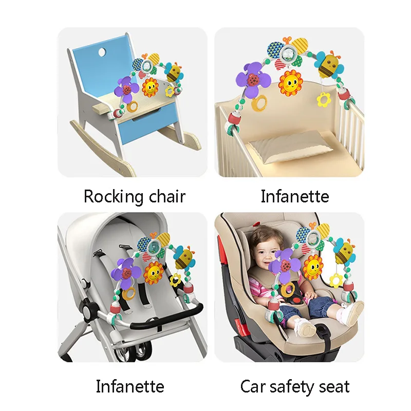 Adjustable Baby Travel bed hanging toy Play Arch for Stroller and Crib