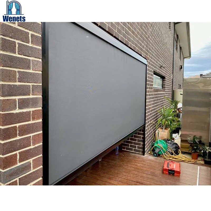 Windproof/Waterproof Sunshades Channel Guided Custom Zipper Outdoor Roller Blinds  For Terrace  Patio