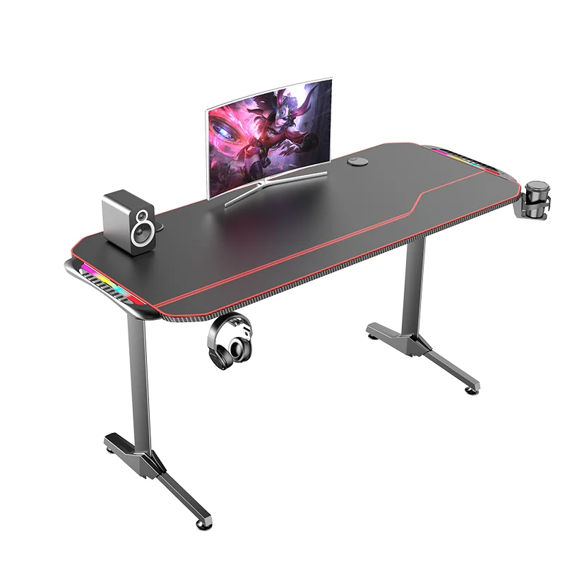 Профессиональный Электрический моторизованный регулируемый по высоте компьютерный игровой стол Рабочий стол Rgb пользовательский ПК игровой стол с зарядным устройством