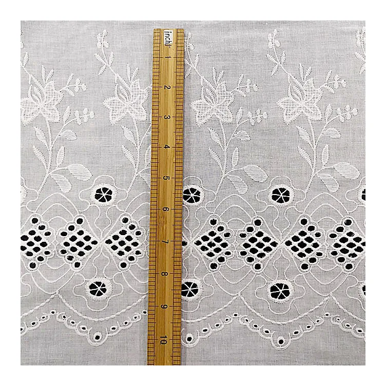 100 Oraginc Cotton Fabric Eyelets Crochet Swiss Voile Embroidery Crochet Lace Trimming Fabric