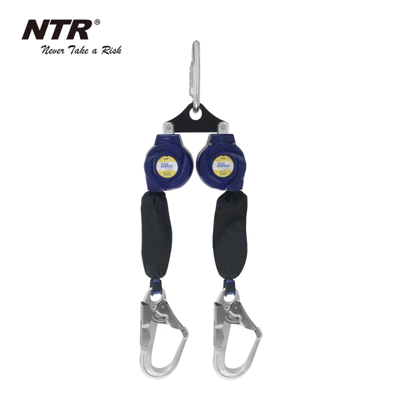 
Self Retracting Lifeline TWIN LEG aluminum Hooks Shock Absorber, Roofing Construction Personal Fall Arrest Protection Safety 
