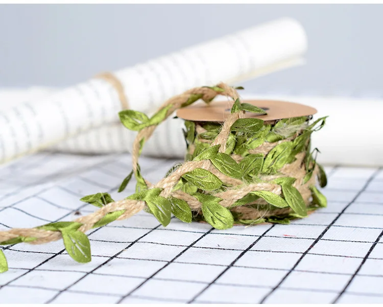 
New 5MM DIY Leaf Rope Natural Jute Packaging Rope Burlap Ribbon DIY Craft Vintage For Home Wedding Party Flowers Decoration 