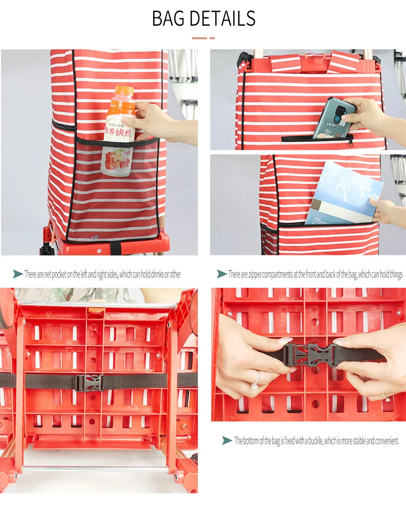 Baoyu Factory 4 Double-Row Universal Wheels Pp Plastic Trolley Shopping Trolldy Cart Eight Wheel Metal Grocery Cart