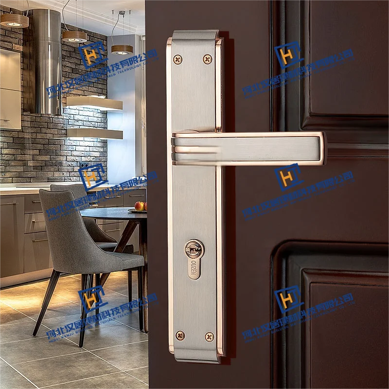 HJ Wholesale Customized European Aluminum and Zinc Lever Lock Door Handles for Interior Hotel Doors