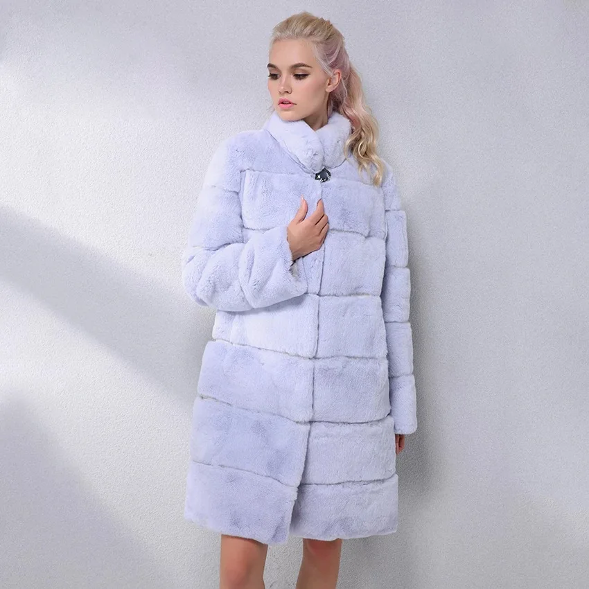 2022 wholesale long style women rabbit fur coat winter rex rabbit fur overcoat rex rabbit fur surcoat