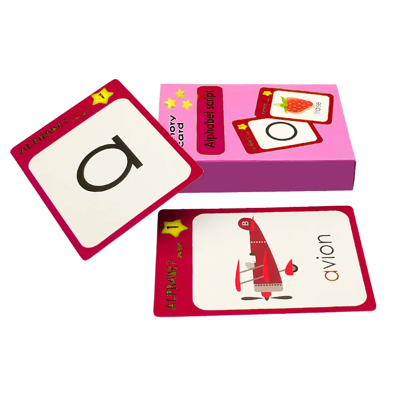 Пользовательские французский Алфавит дети обучающая открытка бумага развивающая флэш-карты печать
