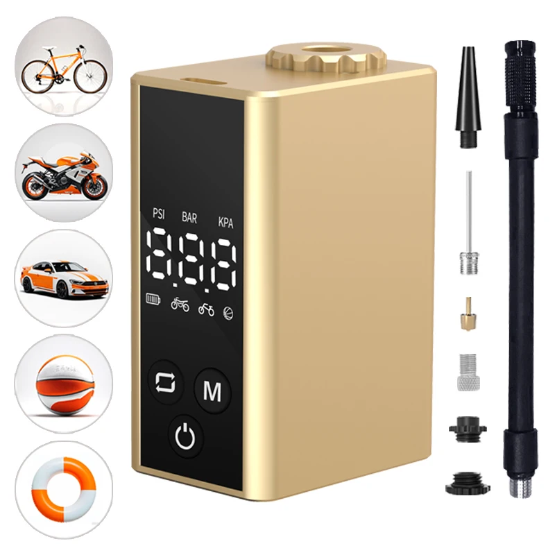 Hot Sale Portable Electric Motorcycle Tire Inflator Pocket Bike Pump Mini Cordless Bicycle Air Pump for Sharder Presta Valves