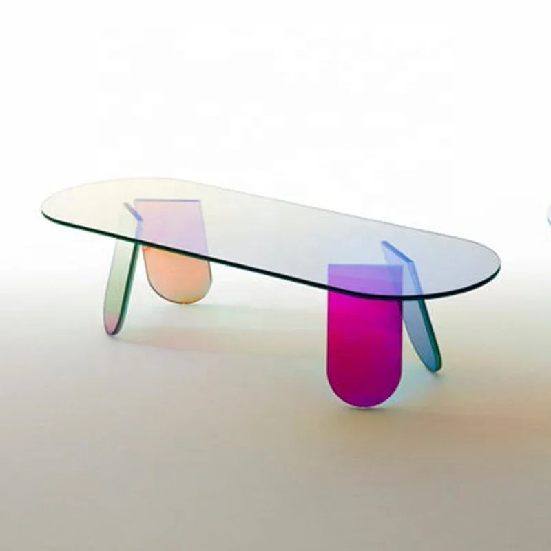Customized high quality rainbow  coffee table  Iridescent sofa side round table