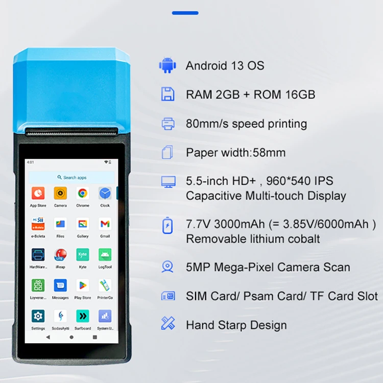 Android 13 сенсорный экран портативный pos-терминал все в одном android POS-система Мобильный pos-аппарат с картой PSAM S81