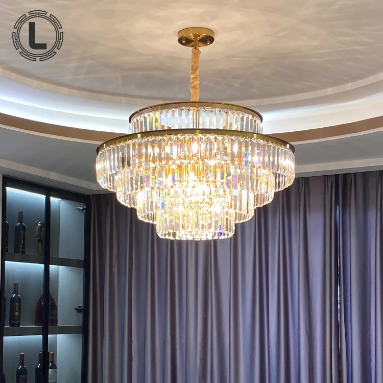 Art Decor Indoor Living Room Hotel Foyer Hanging Lights Nordic Gold Lamp Led K9 Luxury Chandelier Modern Crystal