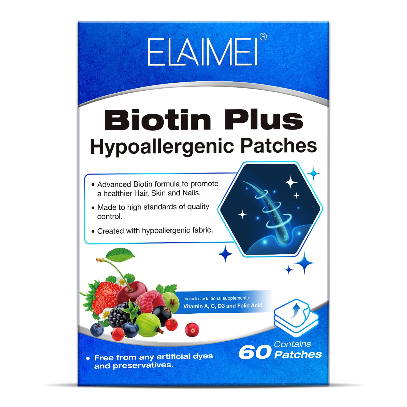ELAIMEI health care products 2024 Multivitamin Biotin B12 Iron Supplementation 60 Pieces