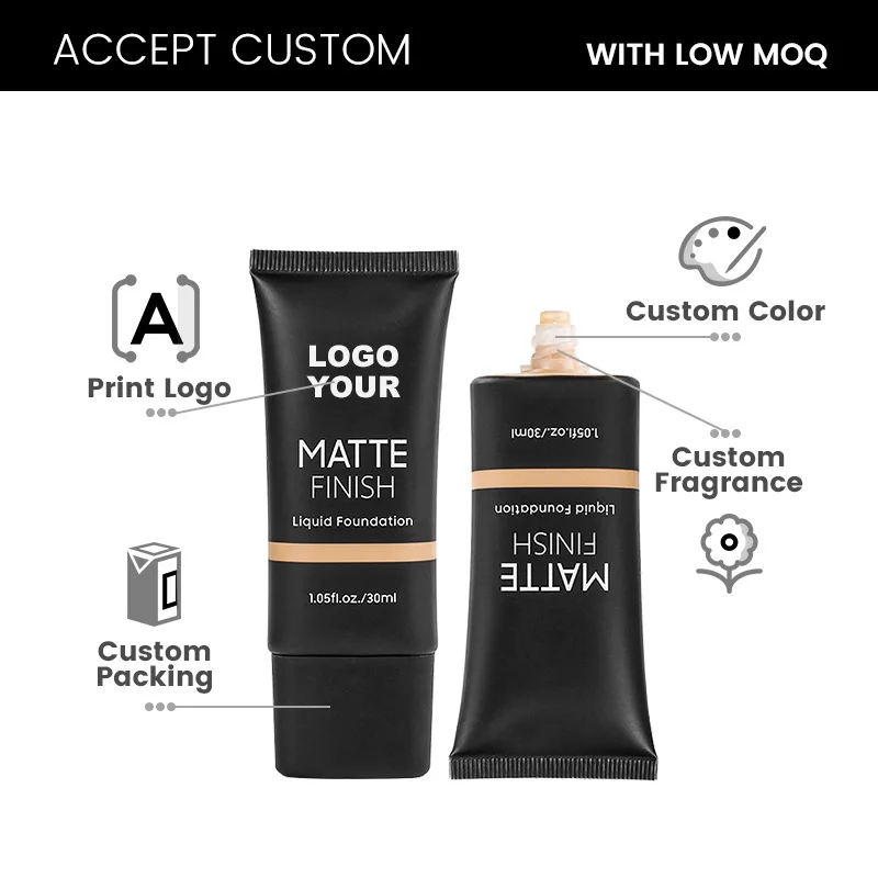 Private label liquid foundation waterproof and matte 10 colors foundation