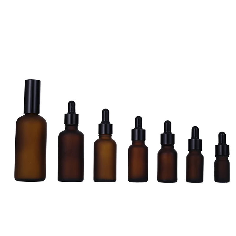 cosmetic packaging 10ml 15ml 20ml 50ml 100ml frosted amber essential oil glass dropper bottles 30 ml glass jar with bamboo lid