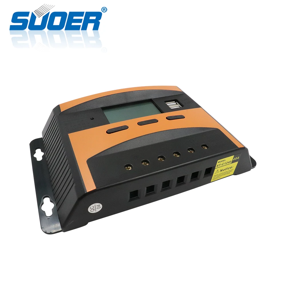 Suoer 12V 24V pwm solar charge controller manual 40A regulator solar charge controller