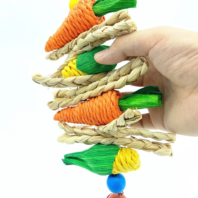 Hand Knit Carrot Corn Pet Chew Toy for Rabbits Parrots Birds Interactive and Durable Pet Chew Toy