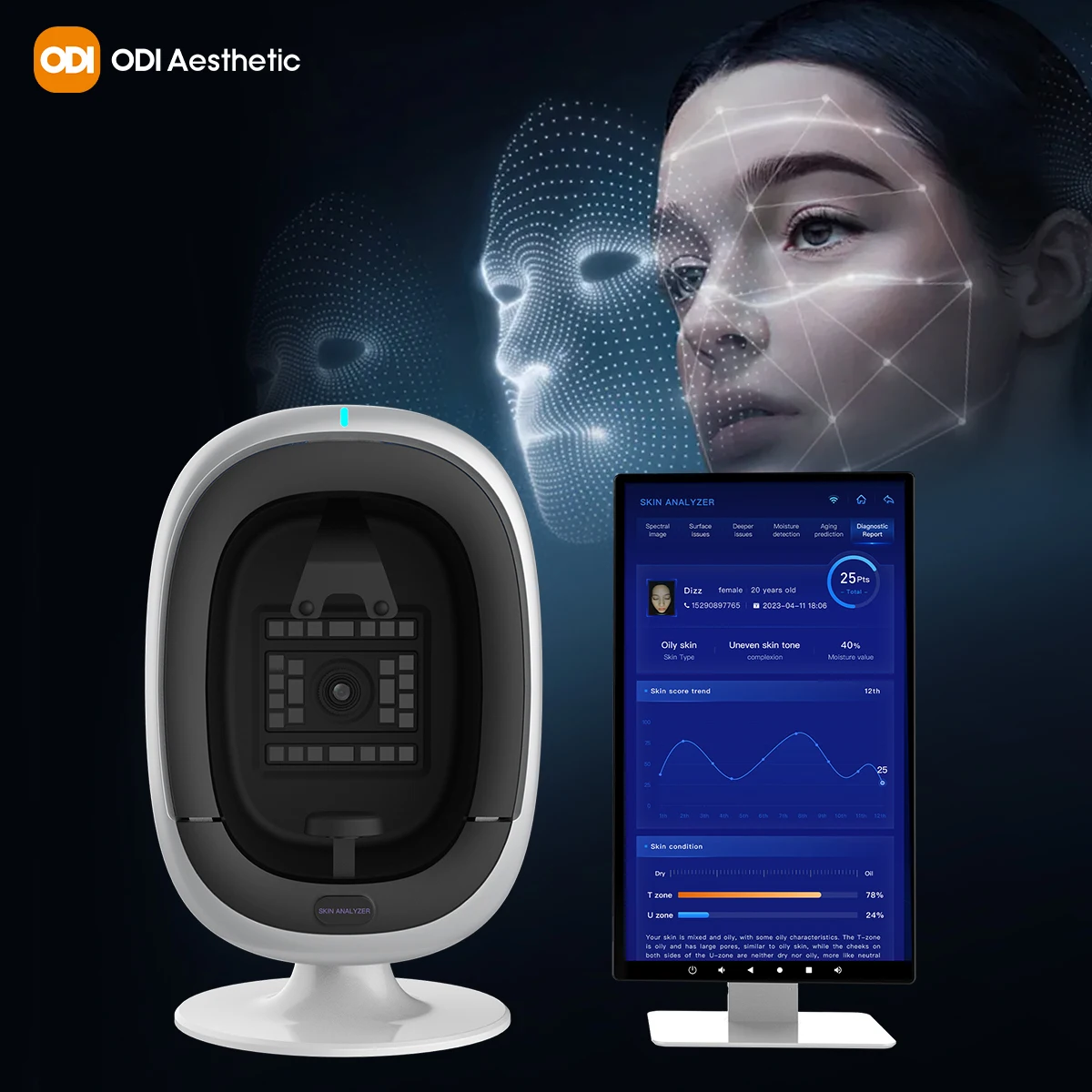 New Design Facial 3D Mirror Face Scanner Skin Analyzer System Max 2025 Professional Skin Analyzer Newest 2025 for Doctor