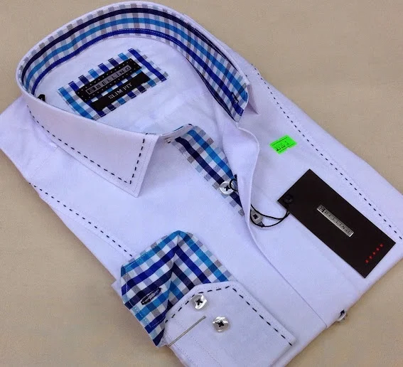 2020 latest Italian fashion 100%cotton cvc55/45 normal contrast slim fit shirts