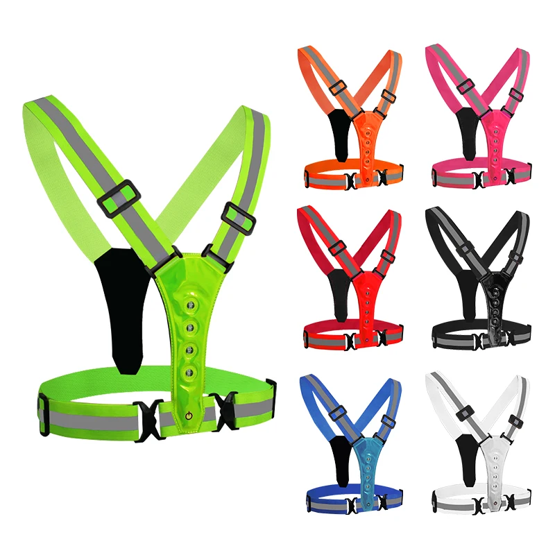 Дорожный Hi Vis безопасная LED светоотражающая лента светоотражающий жилет для бега в темное время суток скутер на открытом воздухе езда на велосипеде