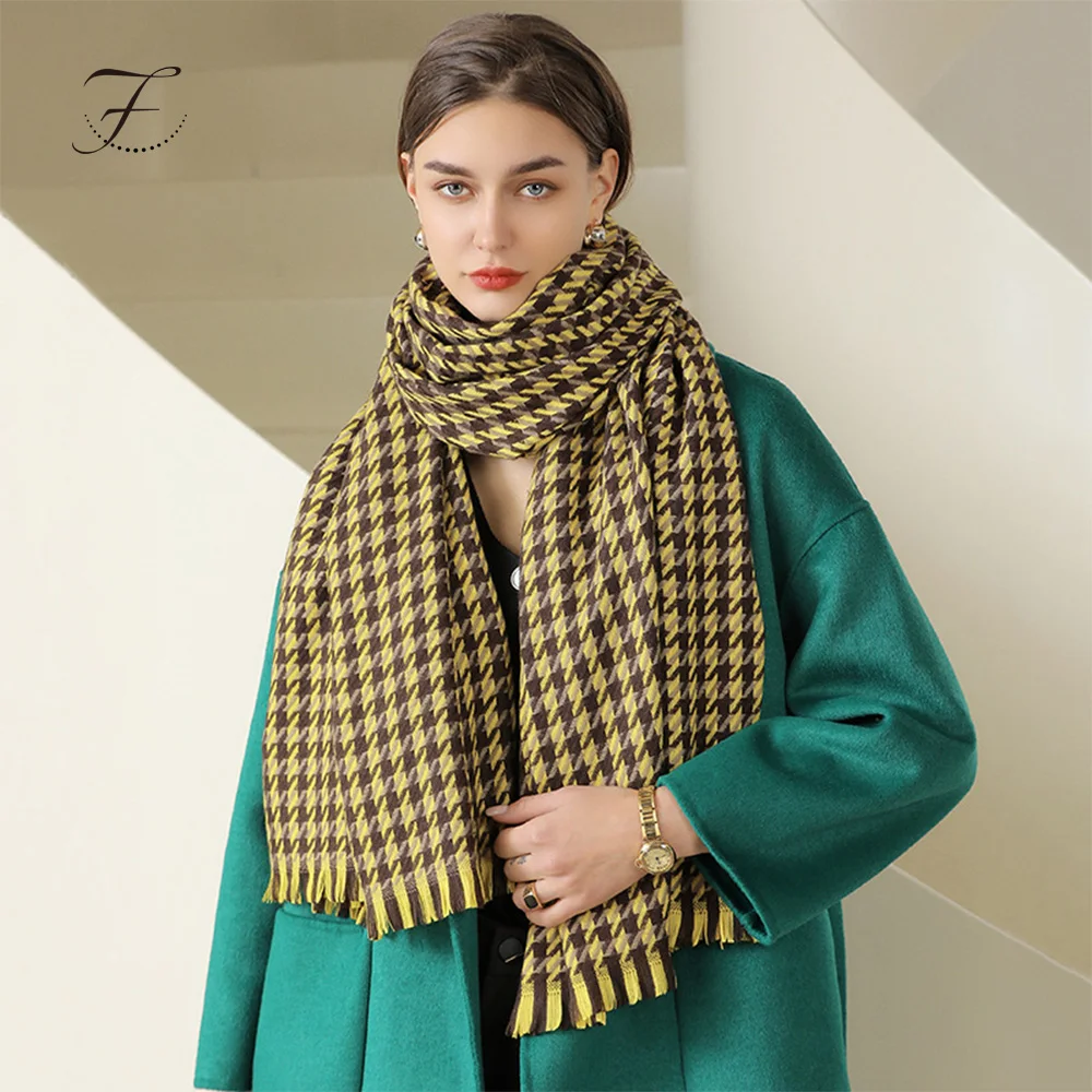 FIONA RTS New Style Sweet Cute Imitation Cashmere Scarves Shawl Girls Gifts Womens Long Winter Warm Trendy Wool Plaid Scarf