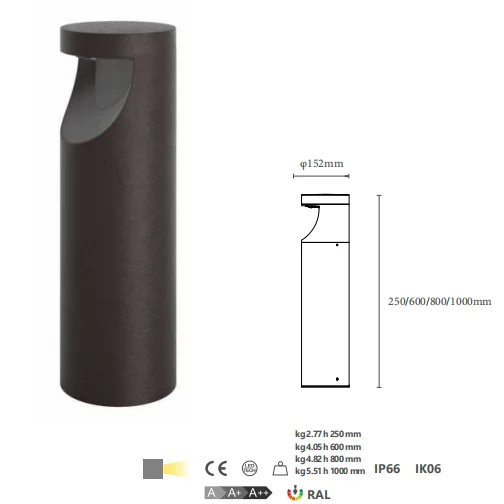 12W 24W LED bollard for garden light  DC24V IP66 rose shape