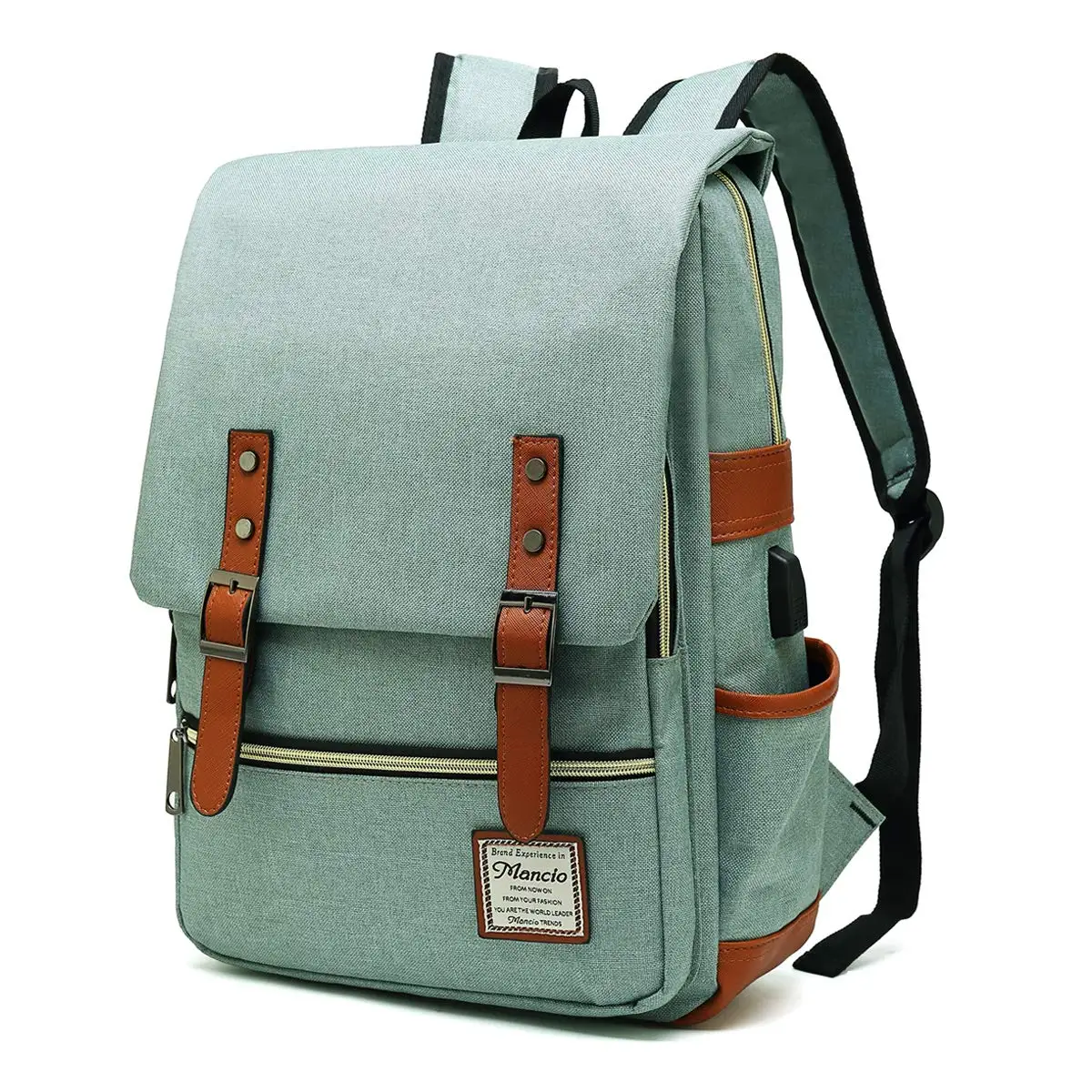 Custom Travel Vintage Canvas Backpack USB Port Laptop Backpack Outdoor School College Backpack