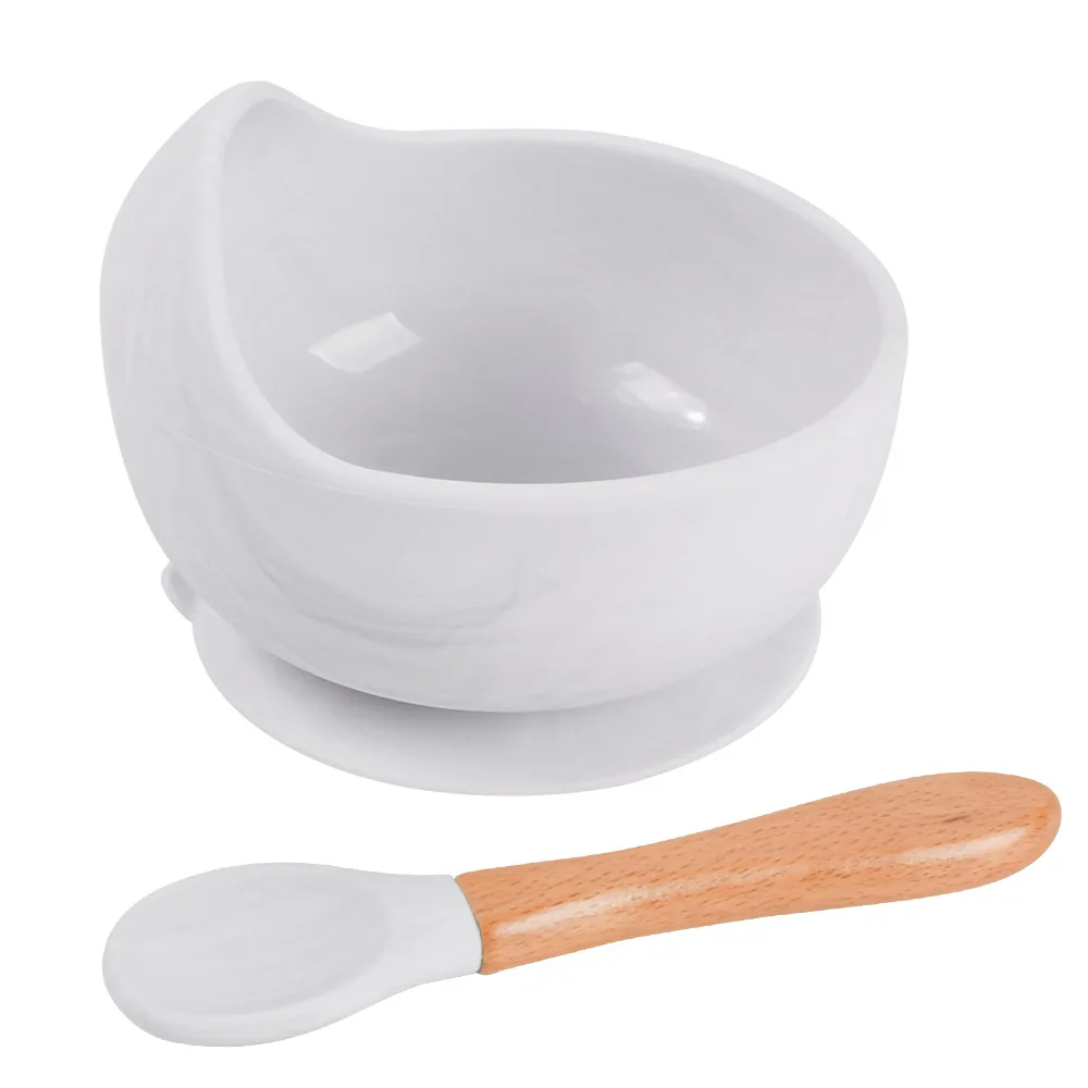 BPA free silicone rubber baby feeding suction bowl and spoon set