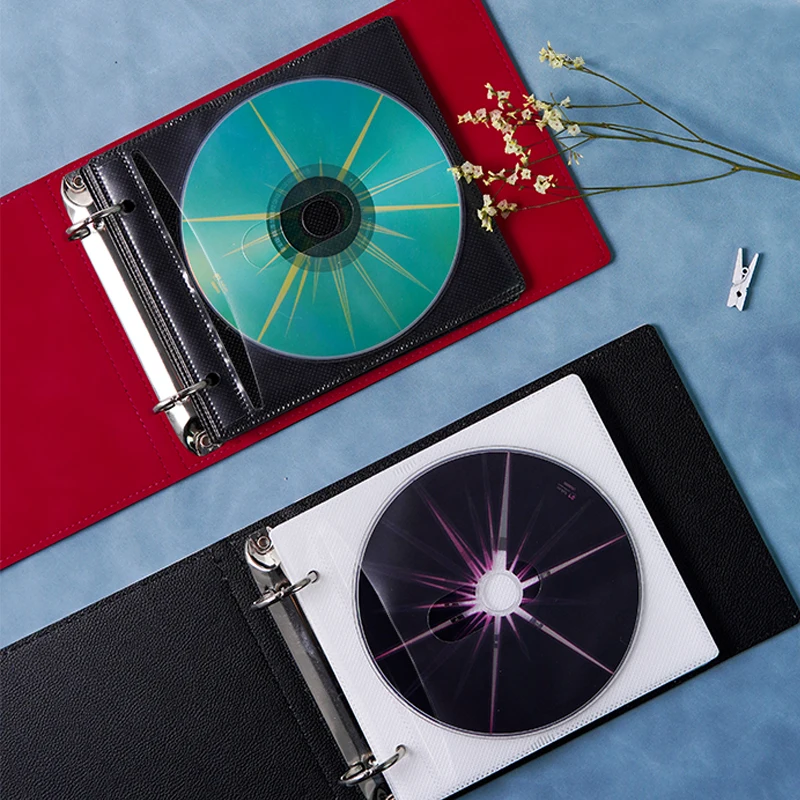 Archivalpro leather cover super clear CD Album for CD collection storage album with Ring Binder plastic inner pages