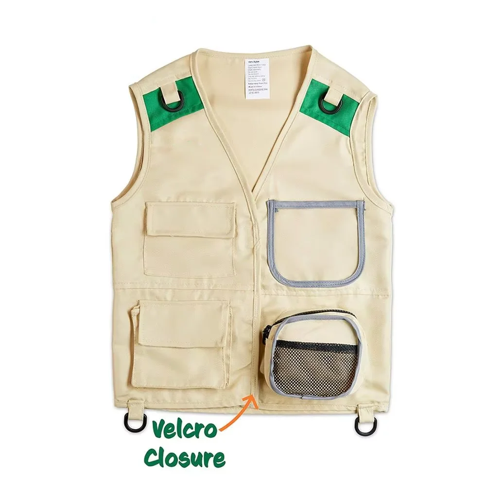 Kids Outdoor Explorer Kit with Backyard Safari HAT for Nature,Zoo Keeper,Park Ranger,Paleontology, Bug Catching,Camping,Hiking