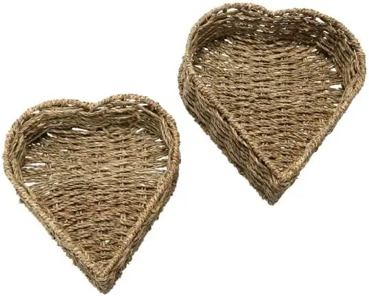New arrival heart shape seagrass belly storage basket