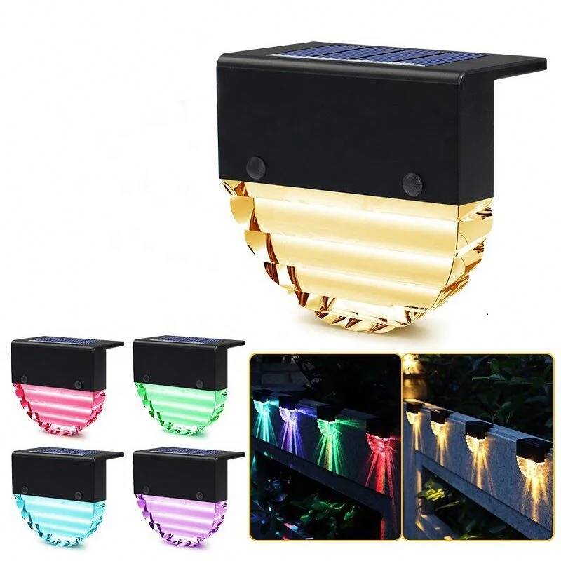Shingel Waterproof Color Changing LED Fence lamp Solar Powered Deck Lights for Pool Patio Garden Step Stair Decor Lighting