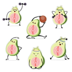 6PCS DIY  Sport Avocado Theme Paper Honeycomb Table Centerpieces Decoration for Holiday Wedding Birthday 1st Party Home Deco