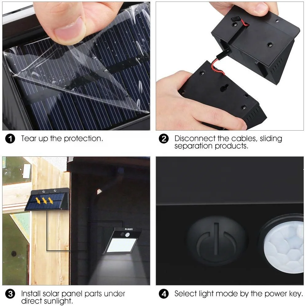 
30 LEDs PIR Motion Sensor 3 Modes COB split Solar Wall Lights for Garden Garage Pathway 