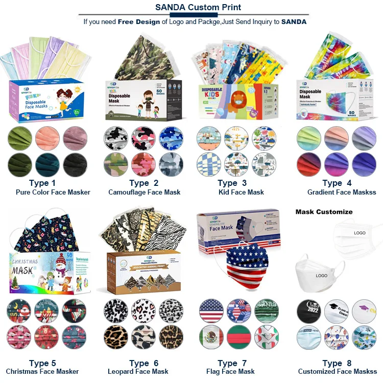 Adjustable Black Disposable Face Mask with Tie Strings 100 Count Quirurjica Para El Rostro Mascarilla for Adults