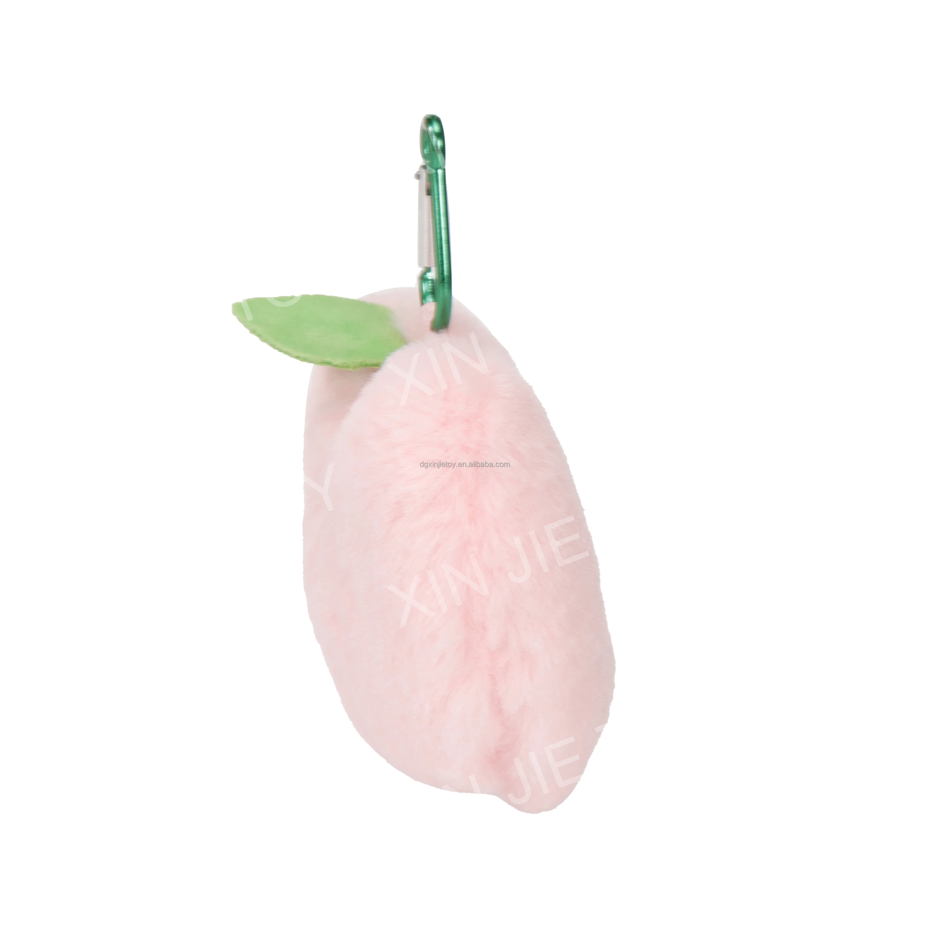 Popular design Soft coin purse with zipper Peach shape stuffed coin purse Pink plush coin purses